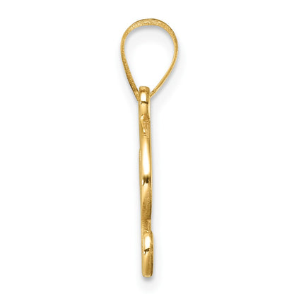 14K Yellow Gold Script Letter I Initial Pendant