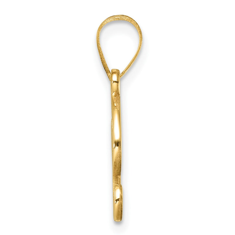 14K Yellow Gold Script Letter I Initial Pendant