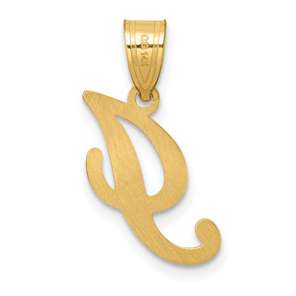 14K Yellow Gold Script Letter I Initial Pendant