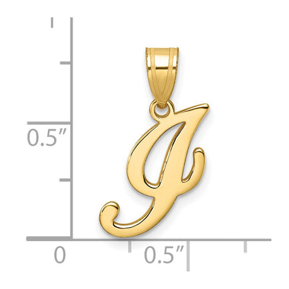 14K Yellow Gold Script Letter I Initial Pendant