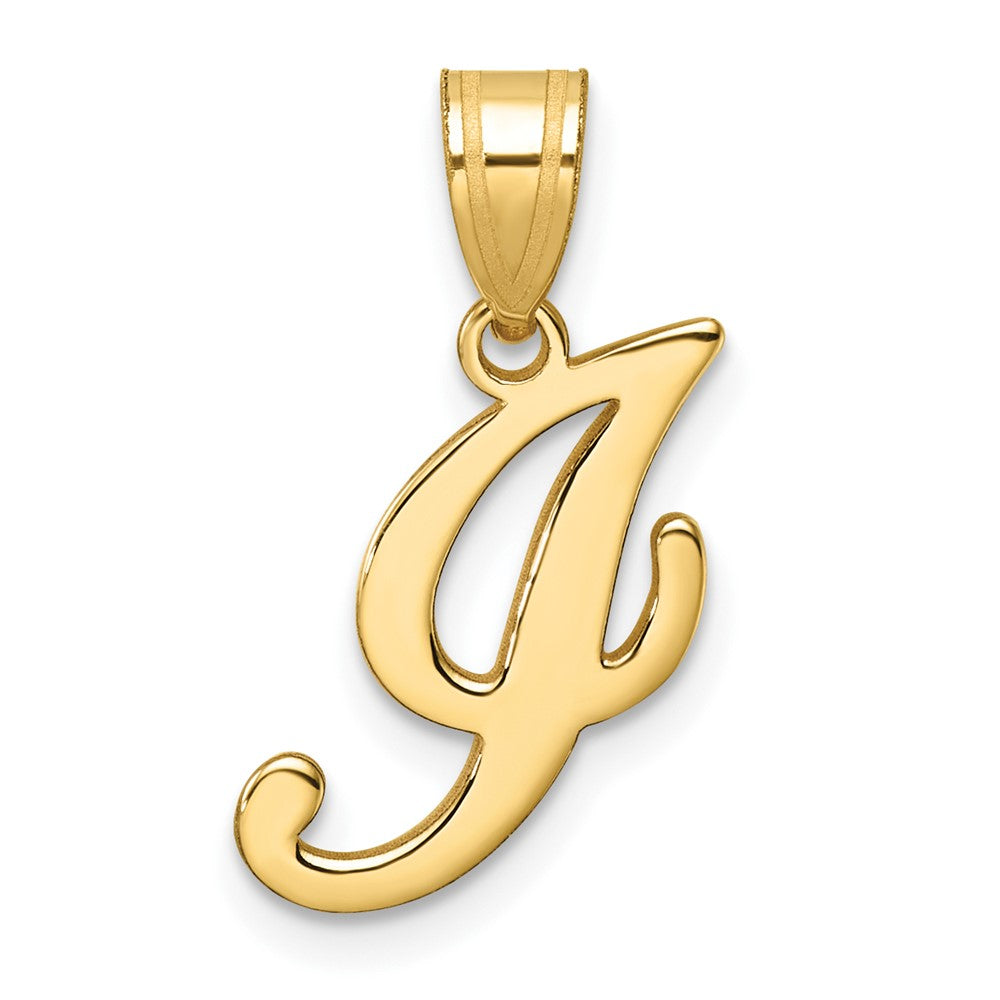 14K Yellow Gold Script Letter I Initial Pendant