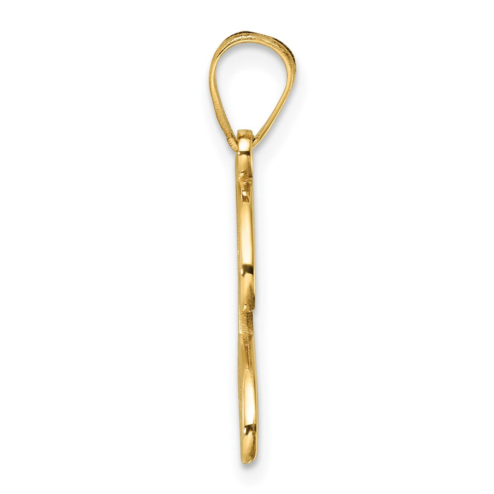 14K Yellow Gold Script Letter J Initial Pendant