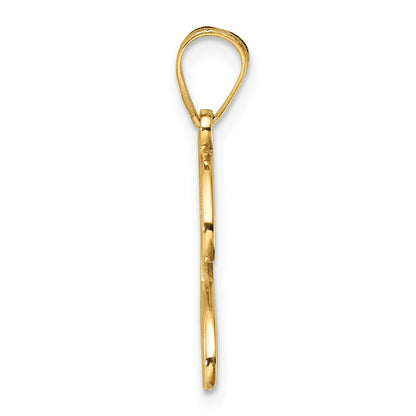 14K Yellow Gold Script Letter J Initial Pendant