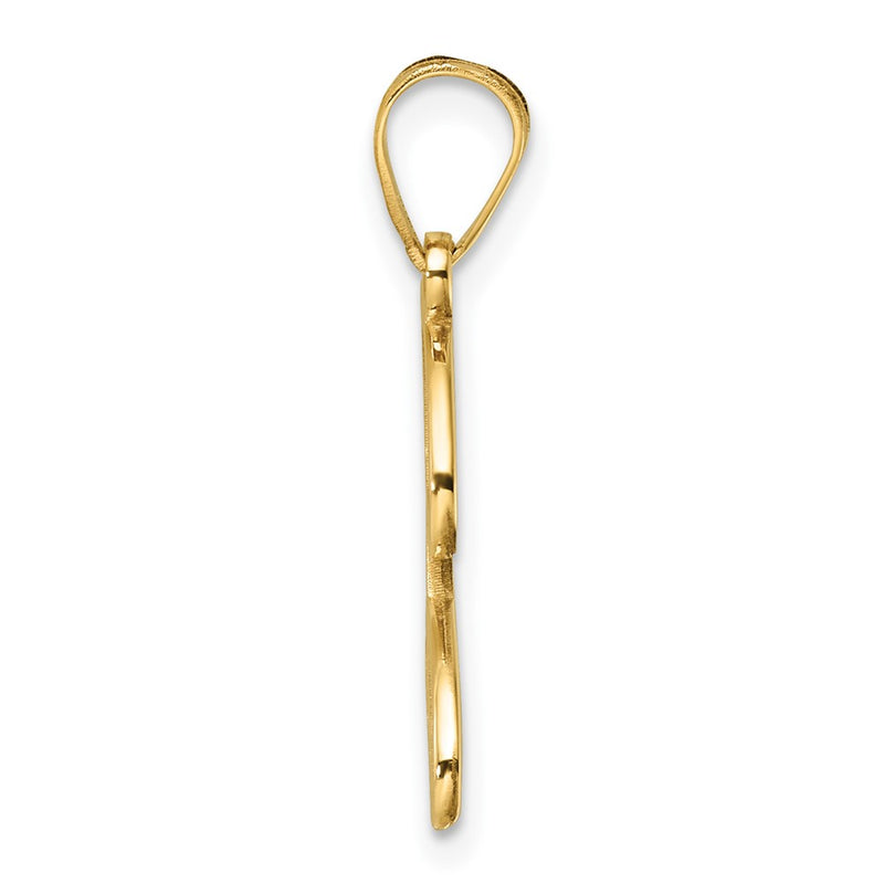 14K Yellow Gold Script Letter J Initial Pendant