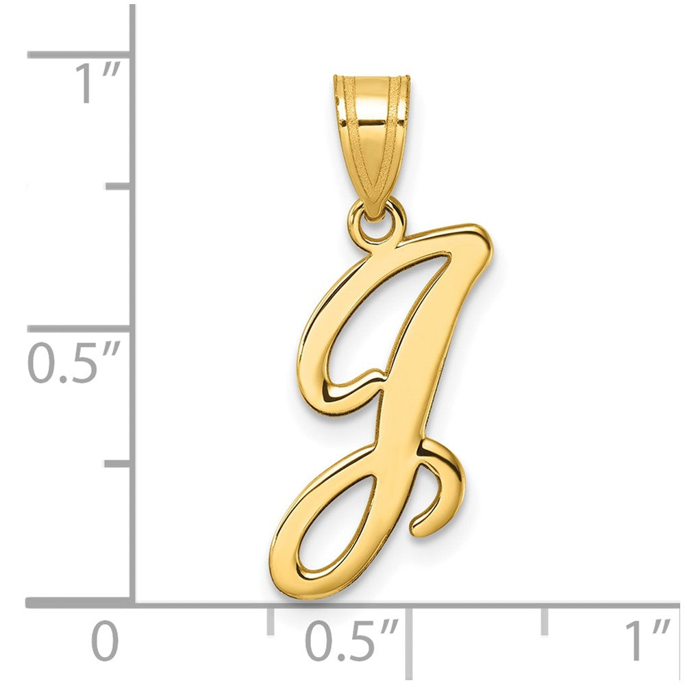 14K Yellow Gold Script Letter J Initial Pendant
