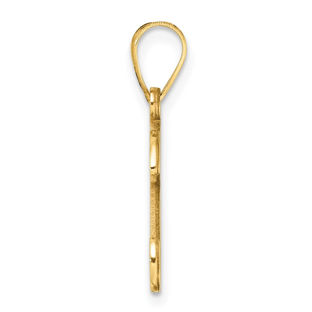 14K Yellow Gold Script Letter K Initial Pendant