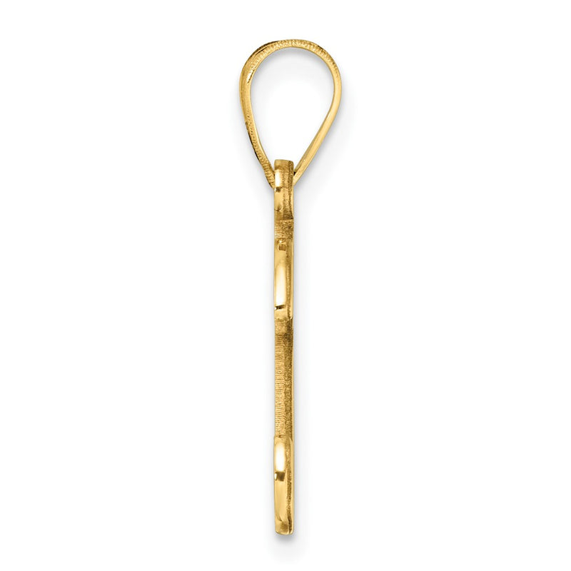 14K Yellow Gold Script Letter K Initial Pendant
