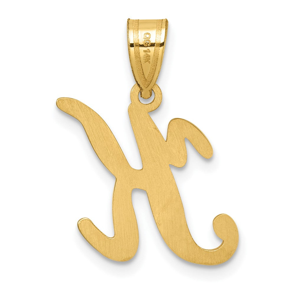14K Yellow Gold Script Letter K Initial Pendant