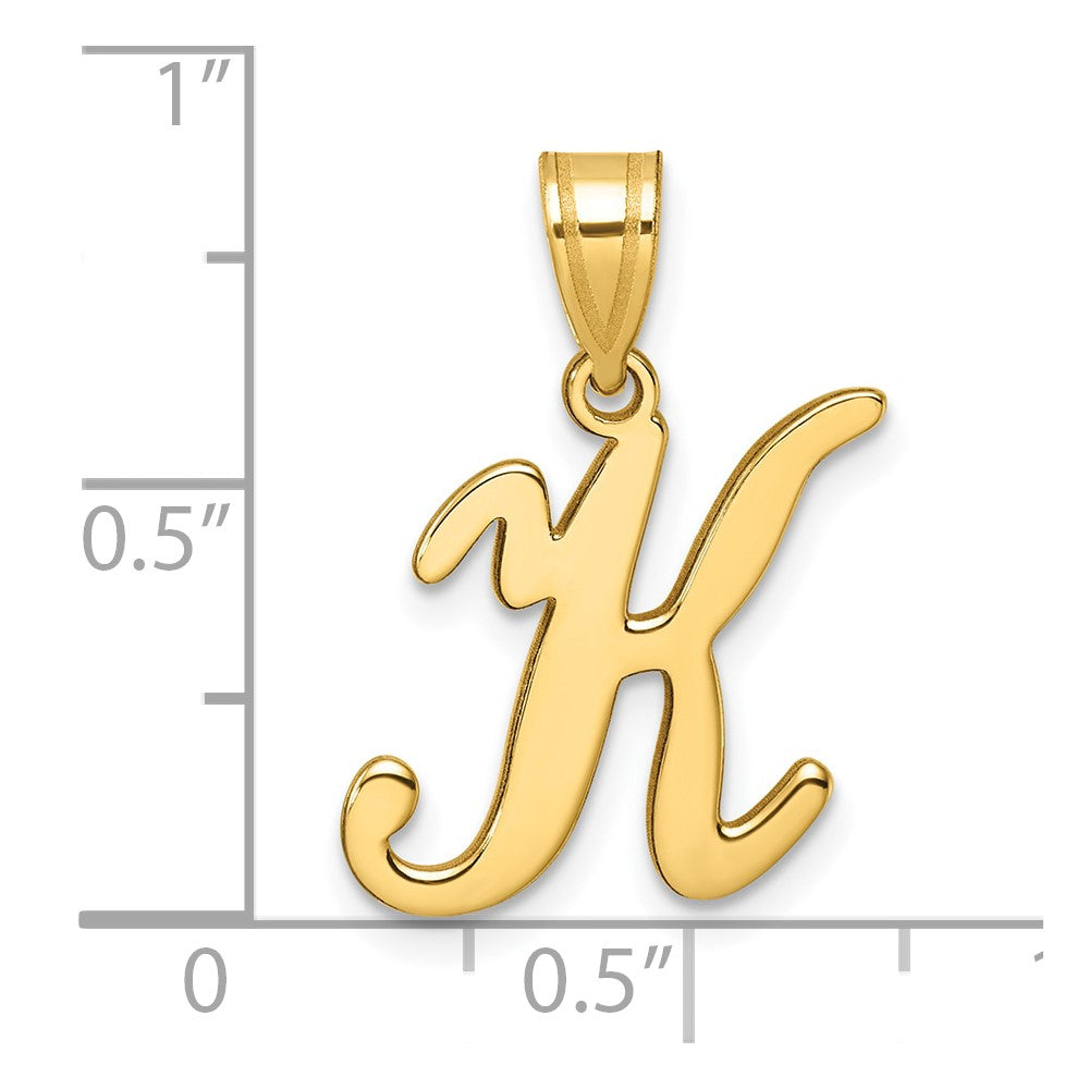 14K Yellow Gold Script Letter K Initial Pendant