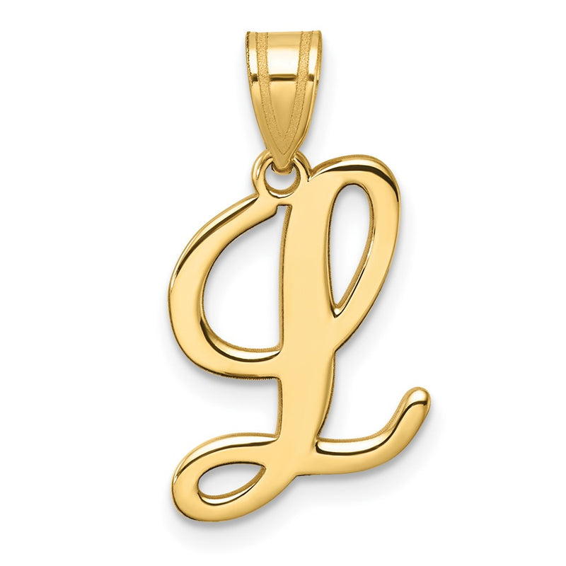 14K Yellow Gold Script Letter L Initial Pendant