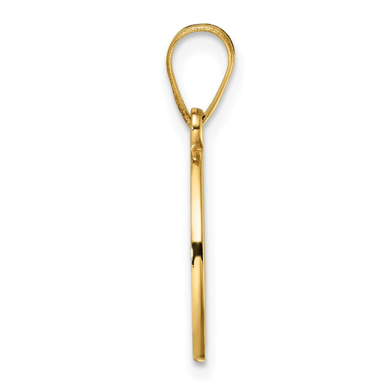 14K Yellow Gold Script Letter O Initial Pendant