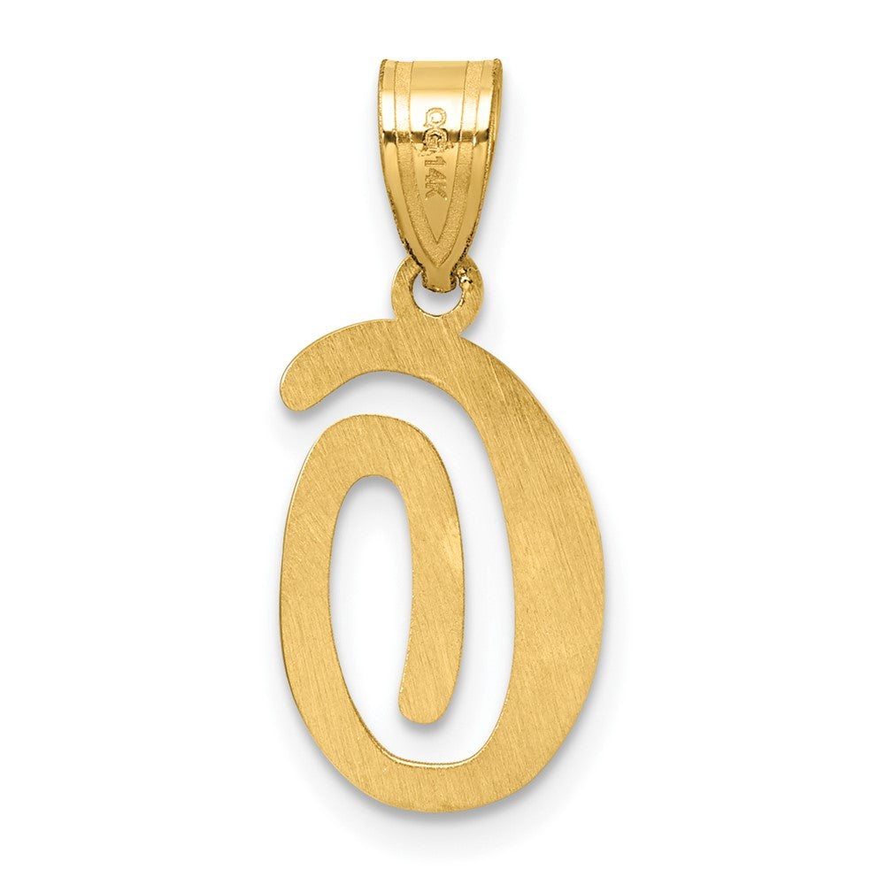 14K Yellow Gold Script Letter O Initial Pendant