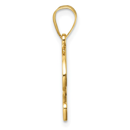14K Yellow Gold Script Letter P Initial Pendant