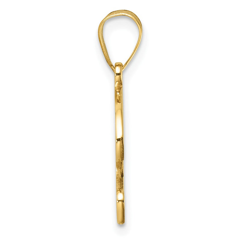 14K Yellow Gold Script Letter P Initial Pendant