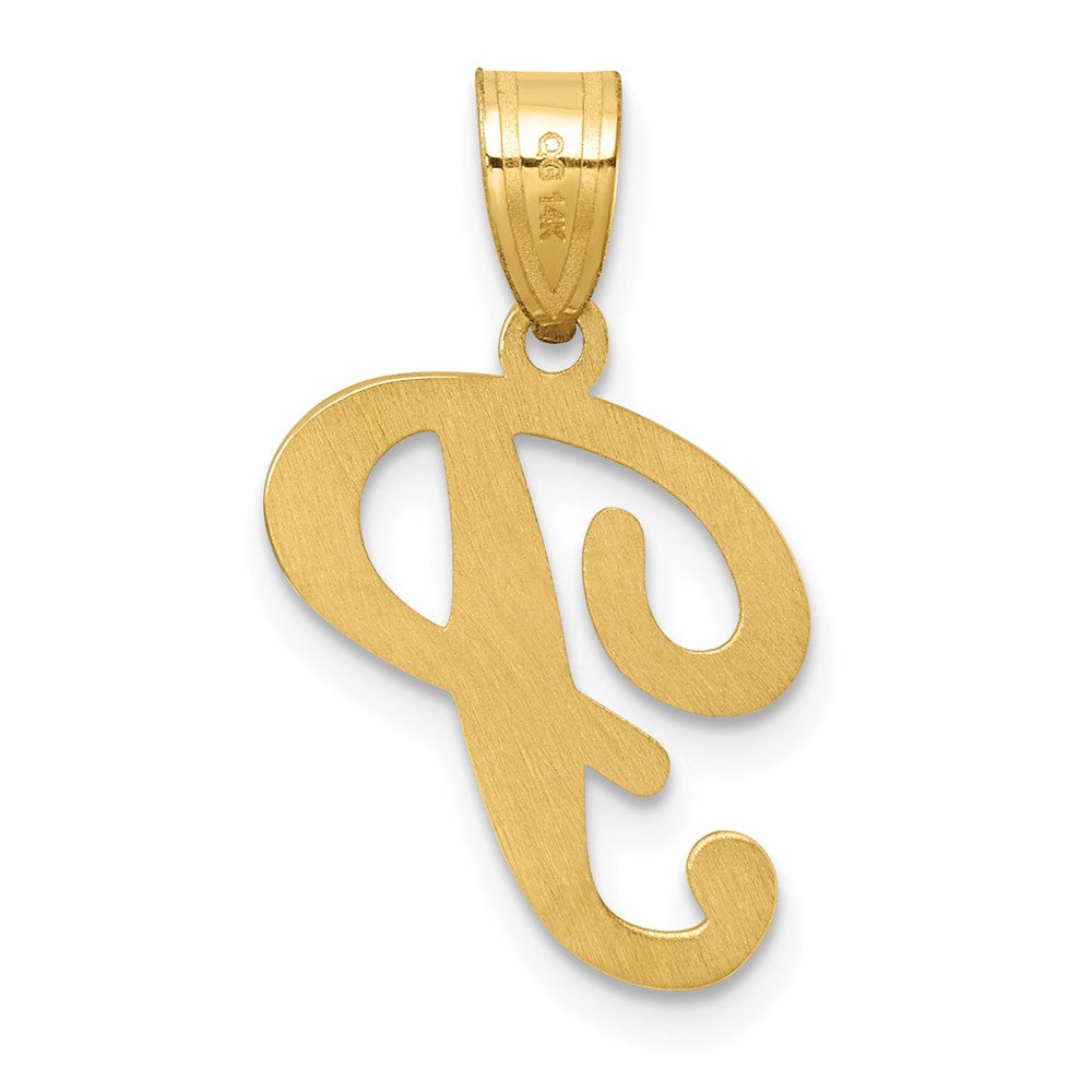 14K Yellow Gold Script Letter P Initial Pendant