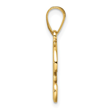 14K Yellow Gold Script Letter R Initial Pendant