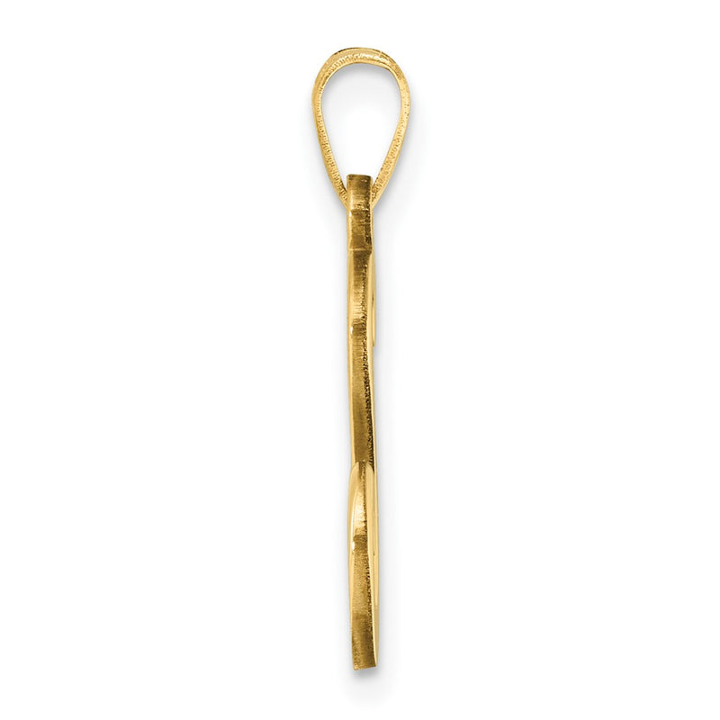 14K Yellow Gold Script Letter S Initial Pendant