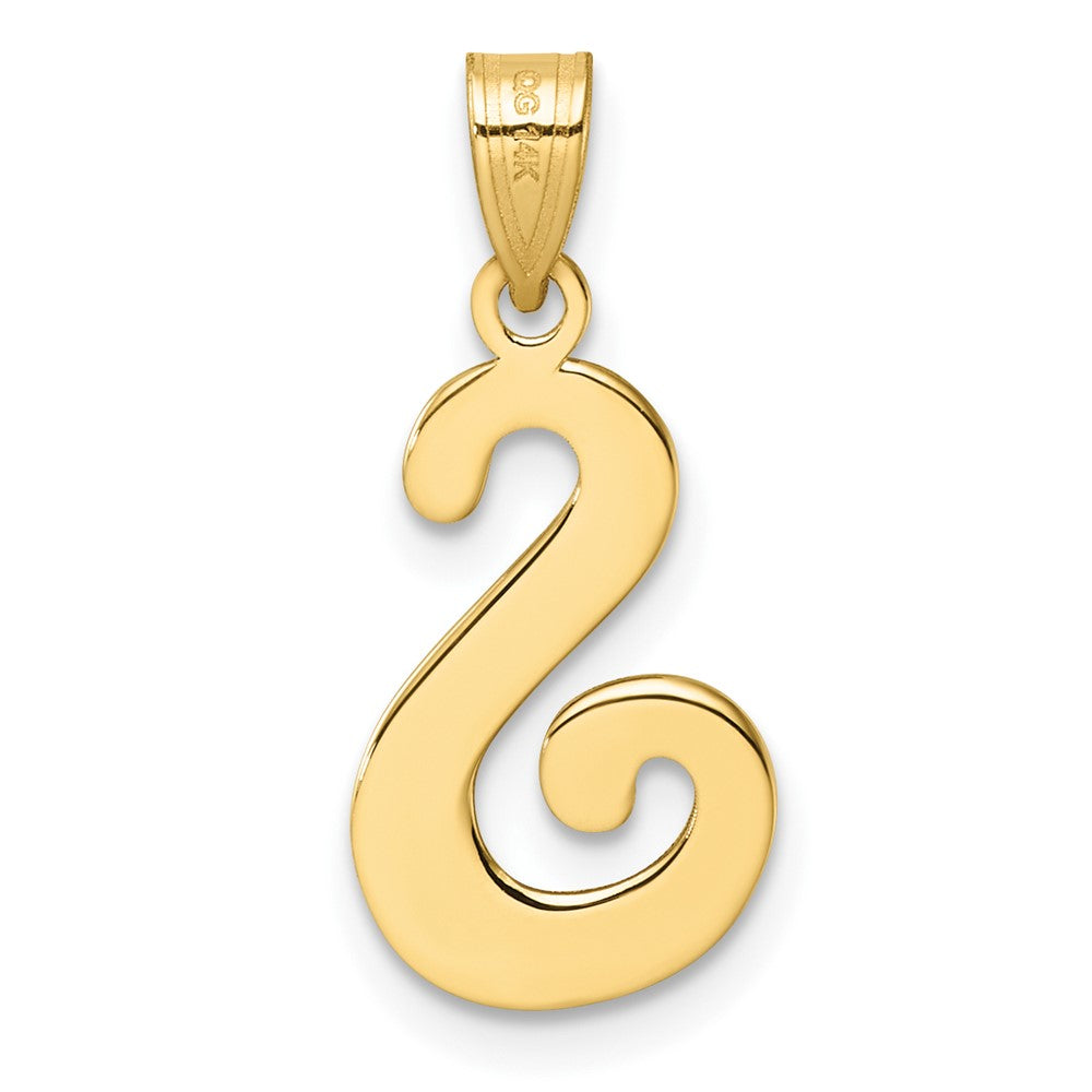 14K Yellow Gold Script Letter S Initial Pendant