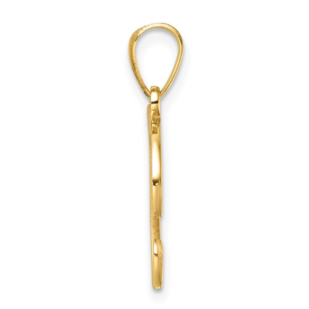14K Yellow Gold Script Letter T Initial Pendant