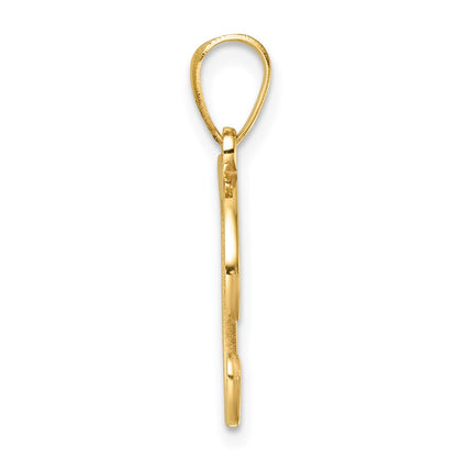 14K Yellow Gold Script Letter T Initial Pendant