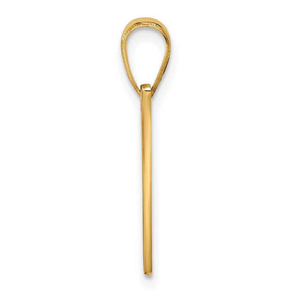 14K Yellow Gold Script Letter V Initial Pendant