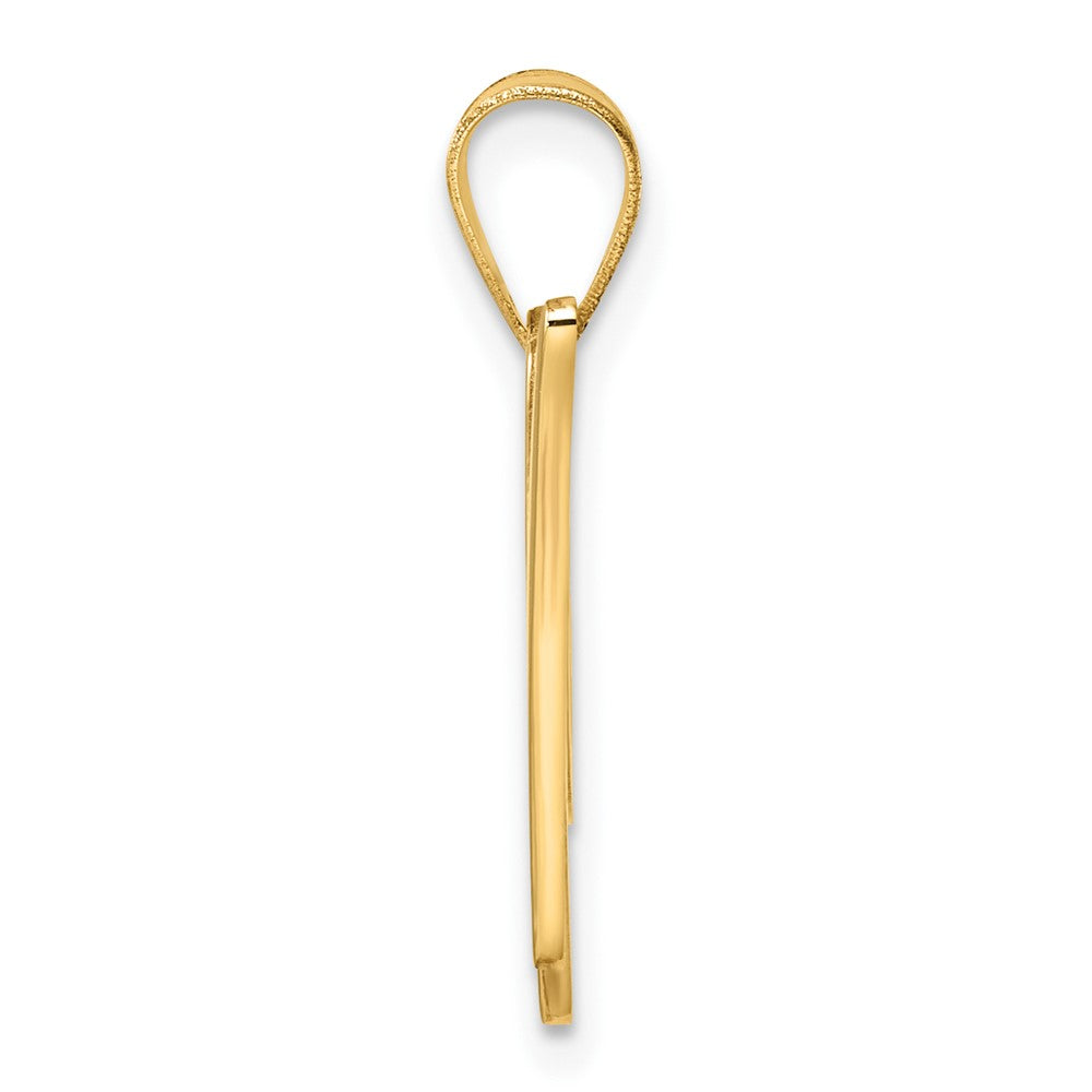 14K Yellow Gold Script Letter W Initial Pendant