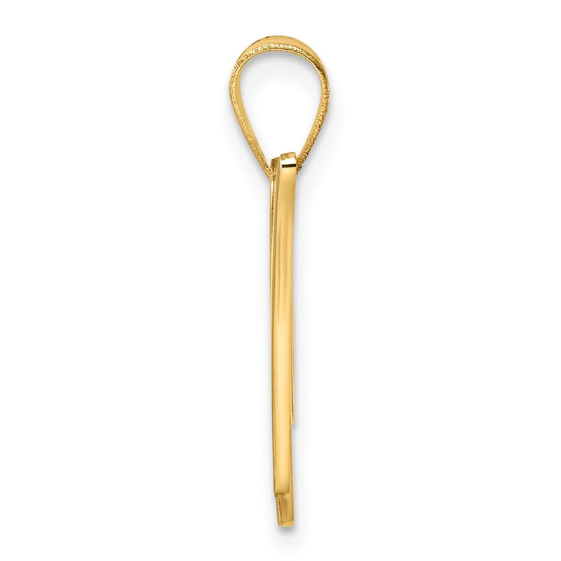 14K Yellow Gold Script Letter W Initial Pendant