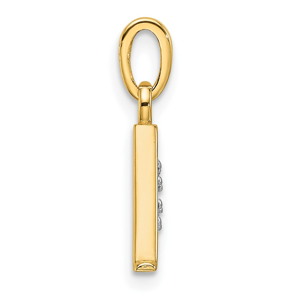 14K Yellow & Rhodium with Rhodium Diamond Letter Initial Pendant