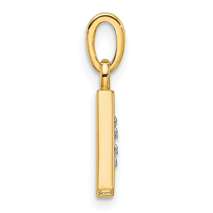 14K Yellow & Rhodium with Rhodium Diamond Letter Initial Pendant