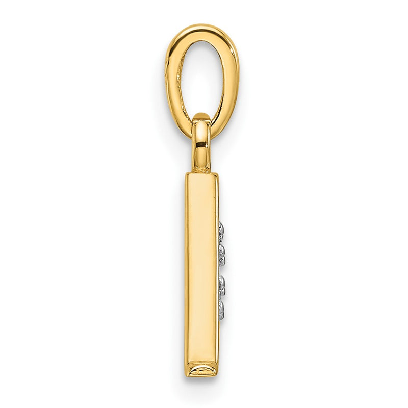 14K Yellow & Rhodium with Rhodium Diamond Letter Initial Pendant