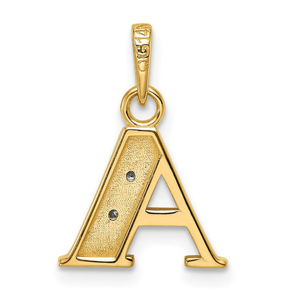 14K Yellow & Rhodium with Rhodium Diamond Letter Initial Pendant