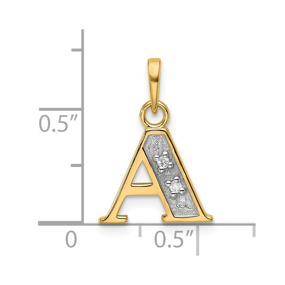 14K Yellow & Rhodium with Rhodium Diamond Letter Initial Pendant
