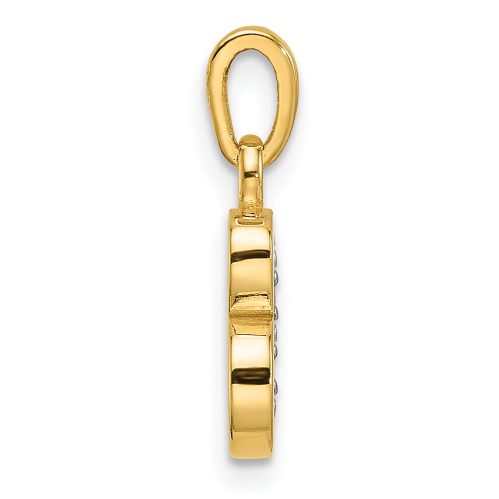 14K Yellow & Rhodium with Rhodium Diamond Letter B Initial Pendant