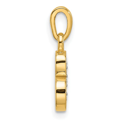 14K Yellow & Rhodium with Rhodium Diamond Letter B Initial Pendant