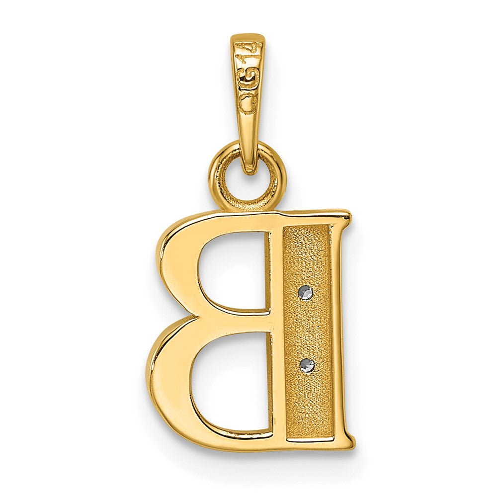 14K Yellow & Rhodium with Rhodium Diamond Letter B Initial Pendant