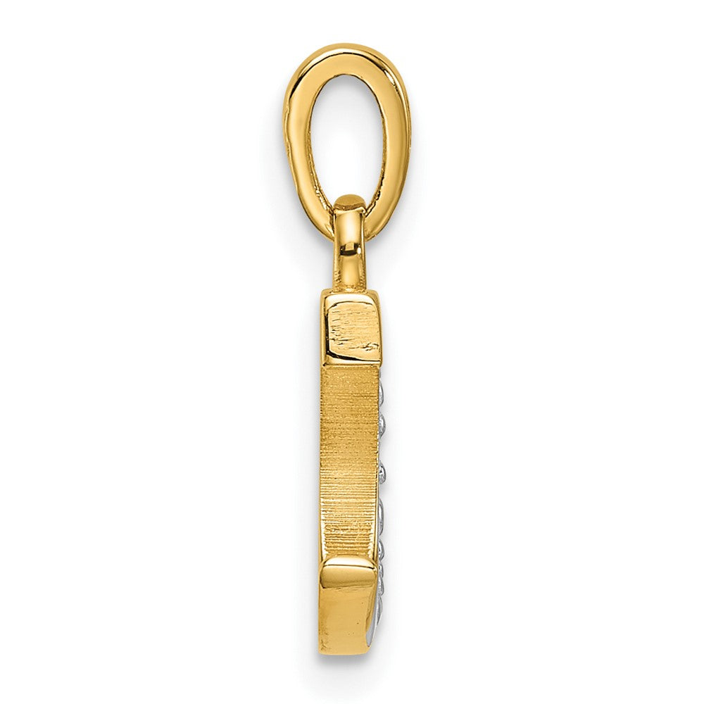 14K Yellow & Rhodium with Rhodium Diamond Letter C Initial Pendant