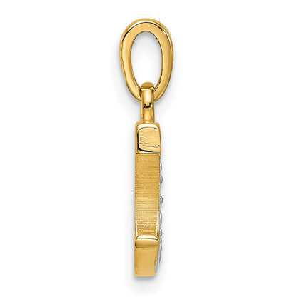 14K Yellow & Rhodium with Rhodium Diamond Letter C Initial Pendant