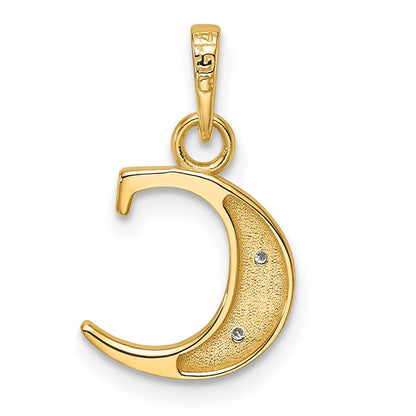14K Yellow & Rhodium with Rhodium Diamond Letter C Initial Pendant