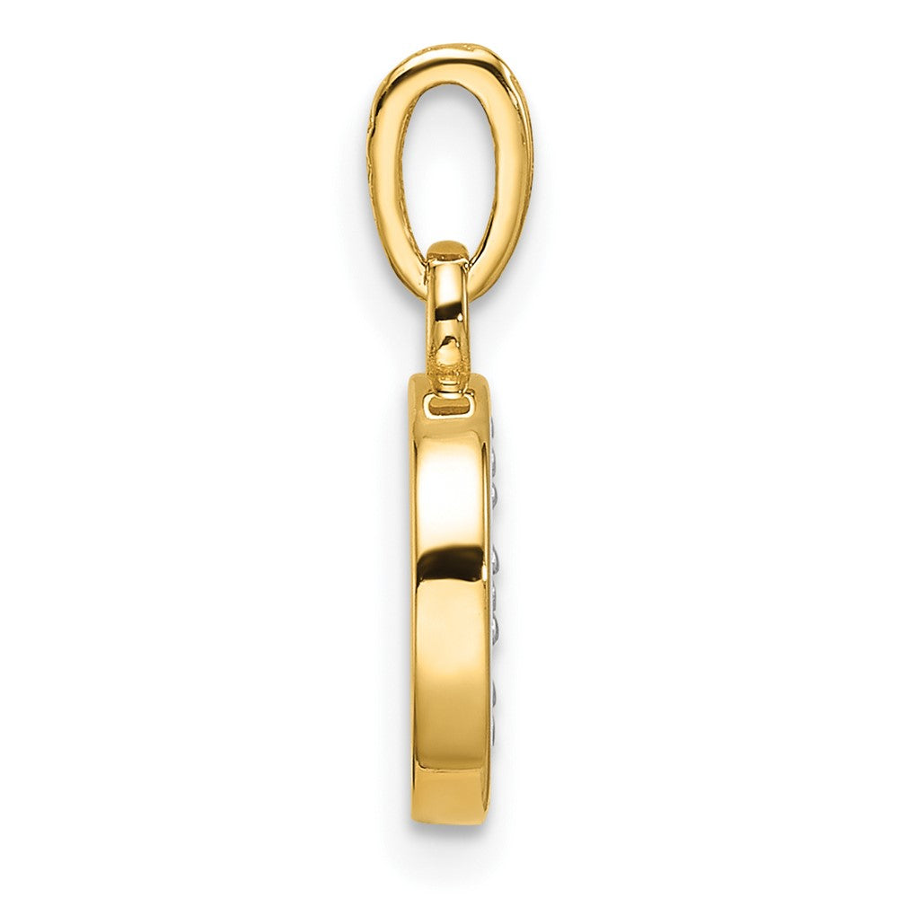 14K Yellow & Rhodium with Rhodium Diamond Letter D Initial Pendant