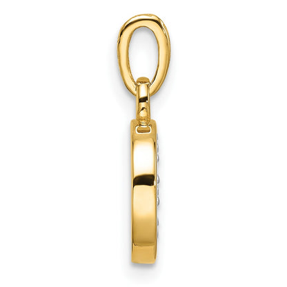 14K Yellow & Rhodium with Rhodium Diamond Letter D Initial Pendant