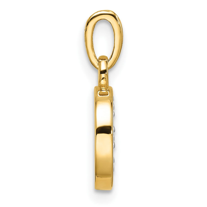 14K Yellow & Rhodium with Rhodium Diamond Letter D Initial Pendant
