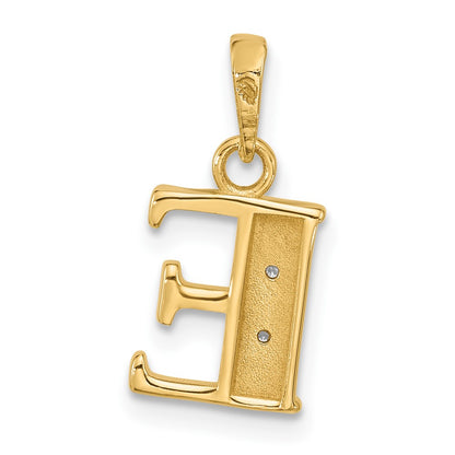 14K Yellow & Rhodium with Rhodium Diamond Letter E Initial Pendant