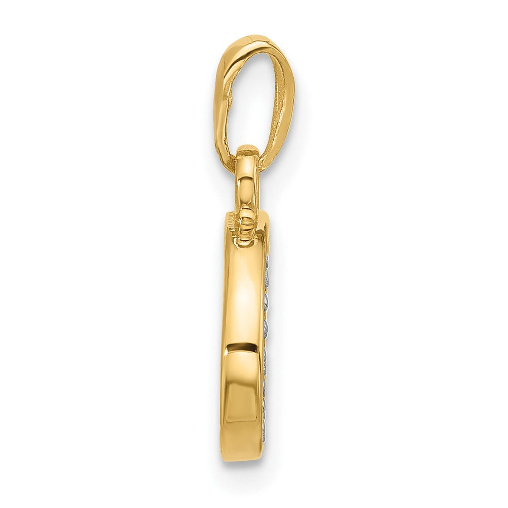 14K Yellow & Rhodium with Rhodium Diamond Letter G Initial Pendant