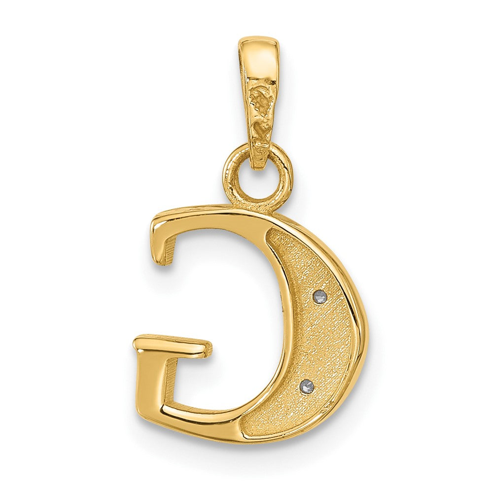 14K Yellow & Rhodium with Rhodium Diamond Letter G Initial Pendant