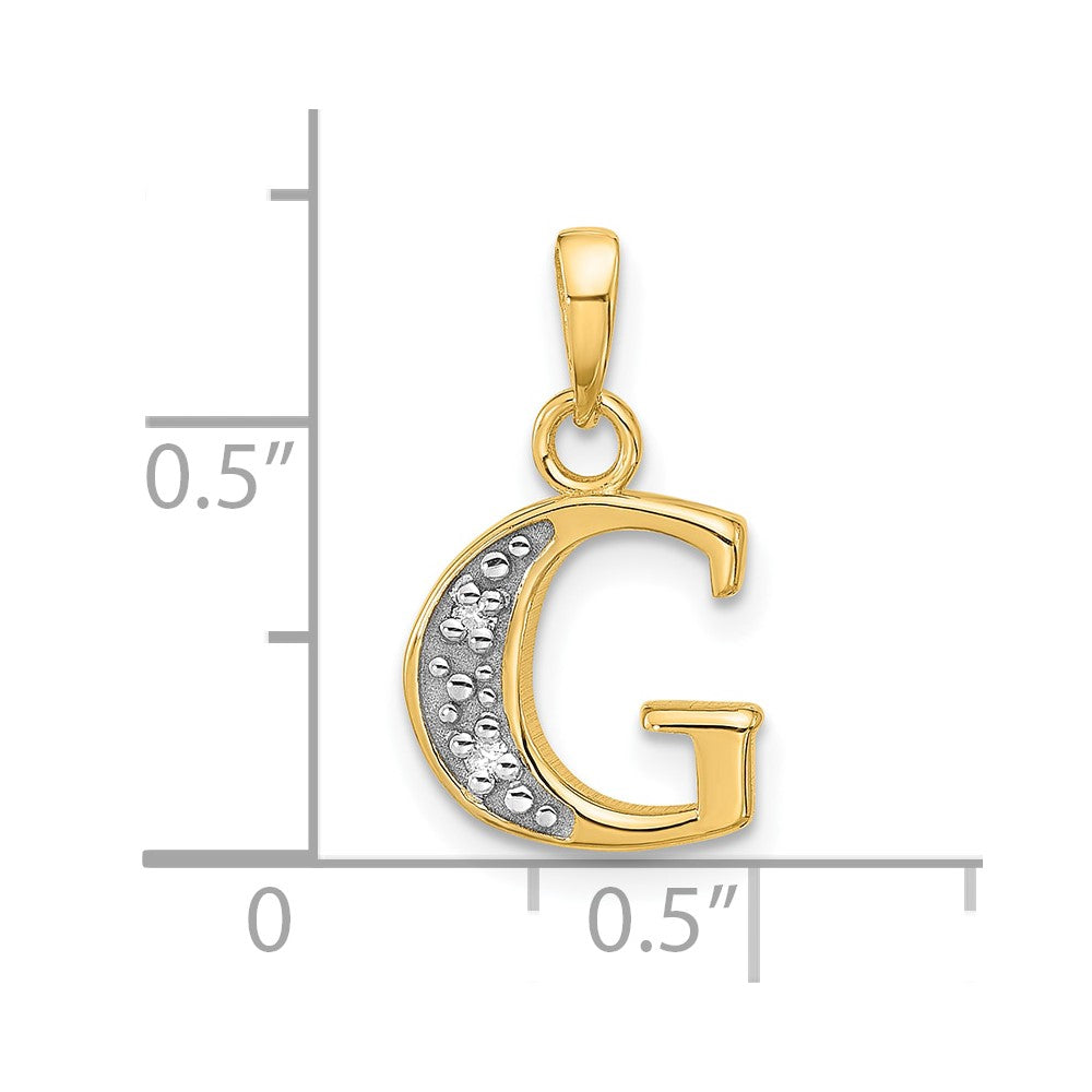14K Yellow & Rhodium with Rhodium Diamond Letter G Initial Pendant