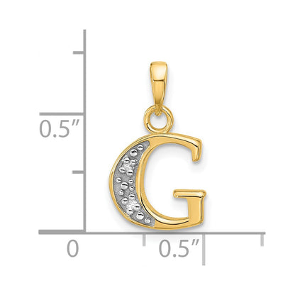 14K Yellow & Rhodium with Rhodium Diamond Letter G Initial Pendant