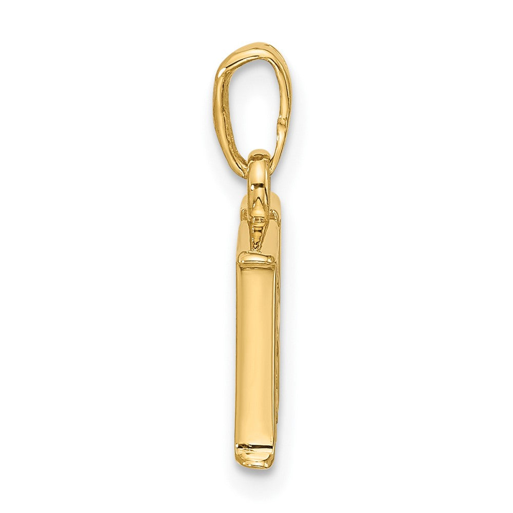 14K Yellow & Rhodium with Rhodium Diamond Letter H Initial Pendant