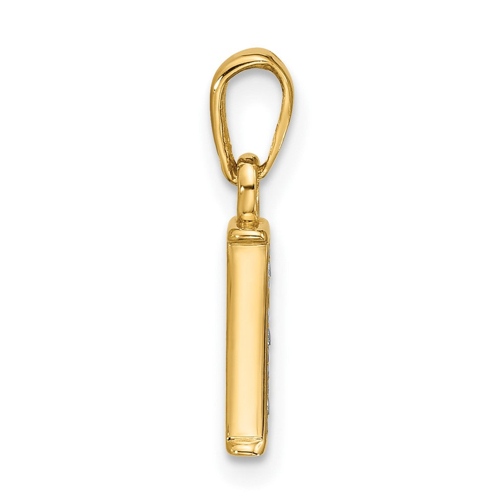 14K Yellow & Rhodium with Rhodium Diamond Letter I Initial Pendant
