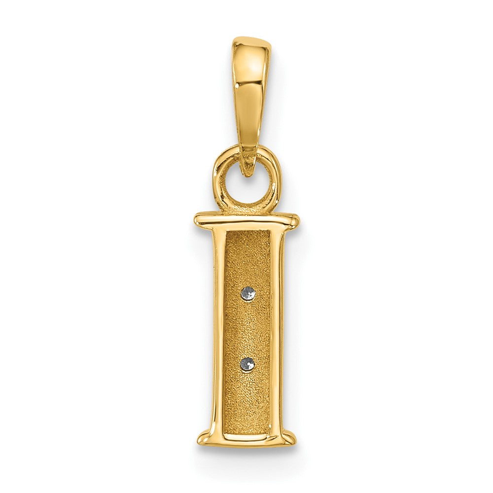 14K Yellow & Rhodium with Rhodium Diamond Letter I Initial Pendant