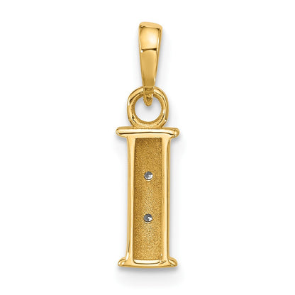 14K Yellow & Rhodium with Rhodium Diamond Letter I Initial Pendant